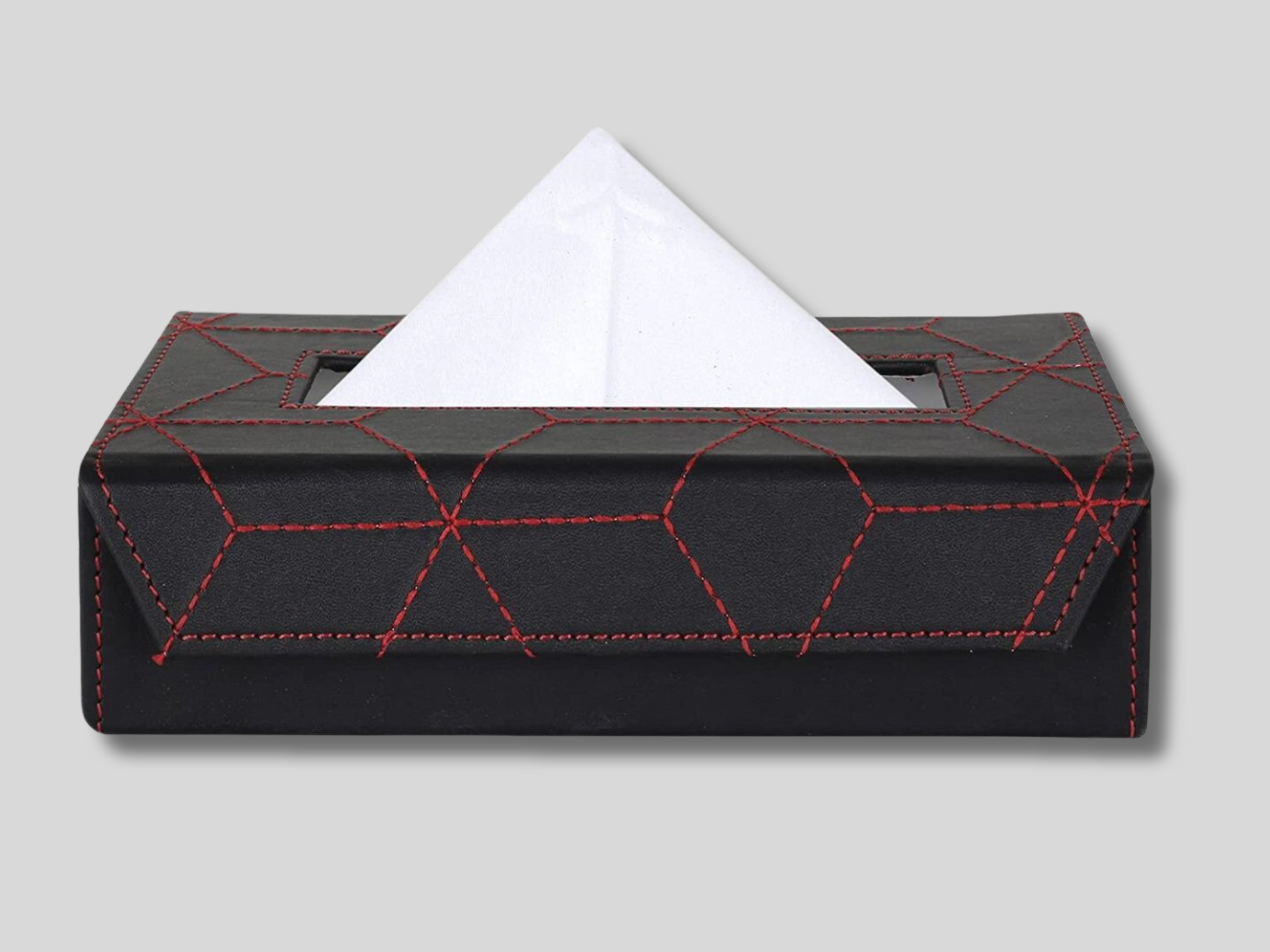100% Oragnic Hand-Made Leather  Black Tissue Box